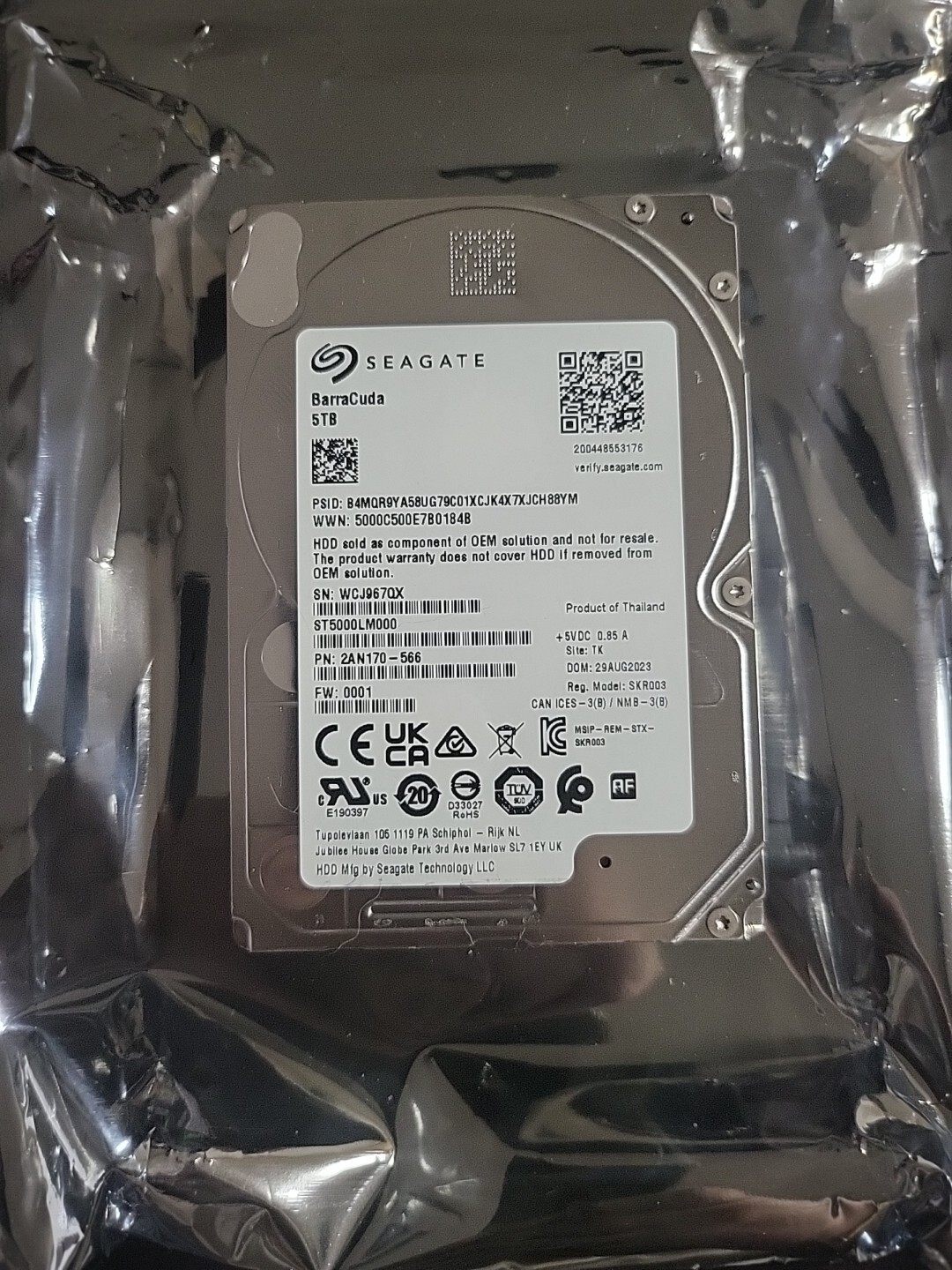 Seagate Barracuda ST5000LM000 2.5″ 5TB Internal Hard Drive SATA