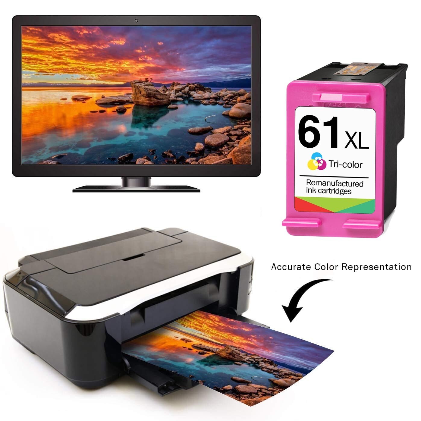 61XL Color Ink cartridge for HP ENVY 4500 4501 4502 4504 5530 Deskjet