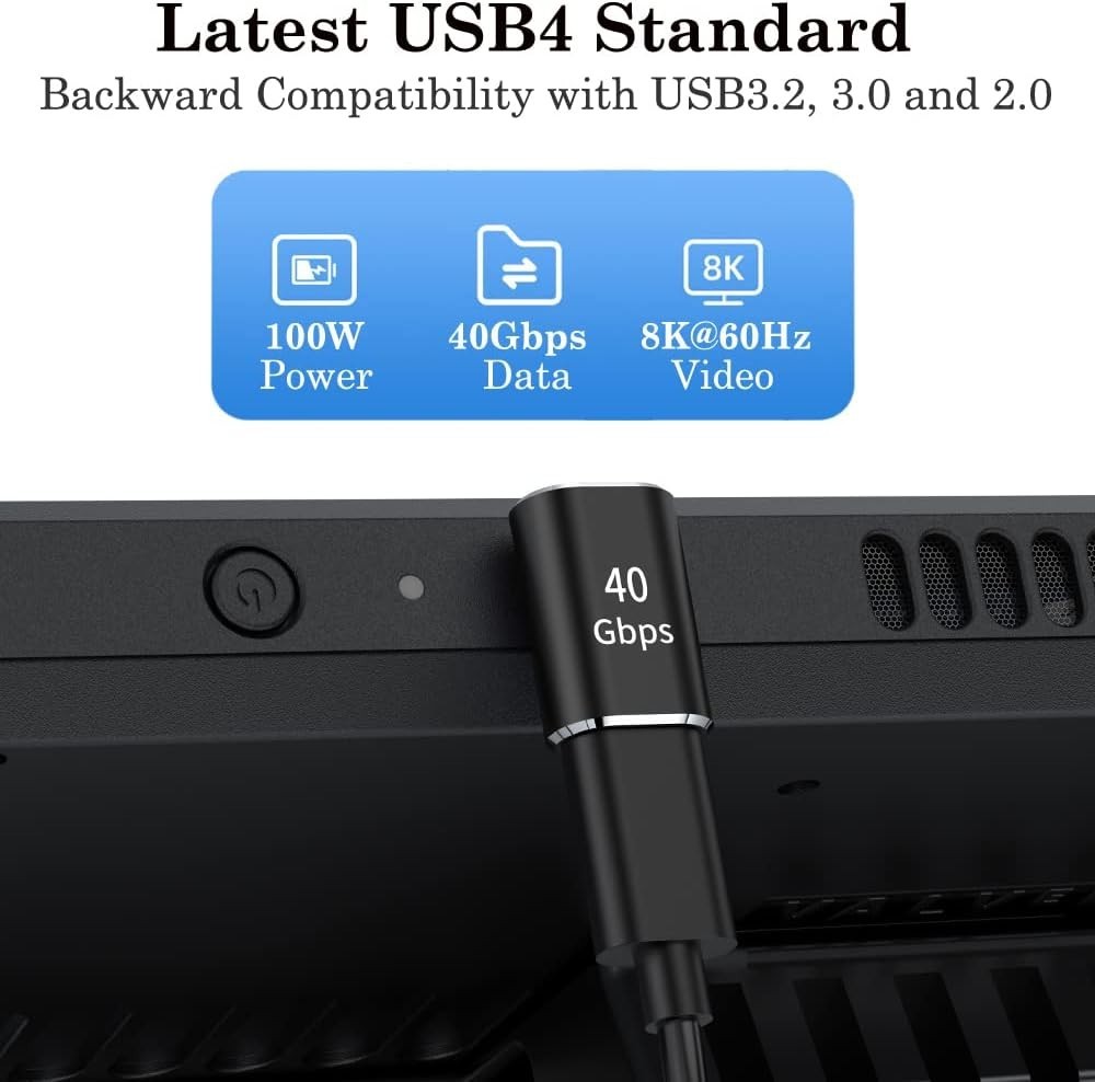 USB C 90 Degree Adapter, Right Angle L Shape USB Type C Male to Female 2 Pack