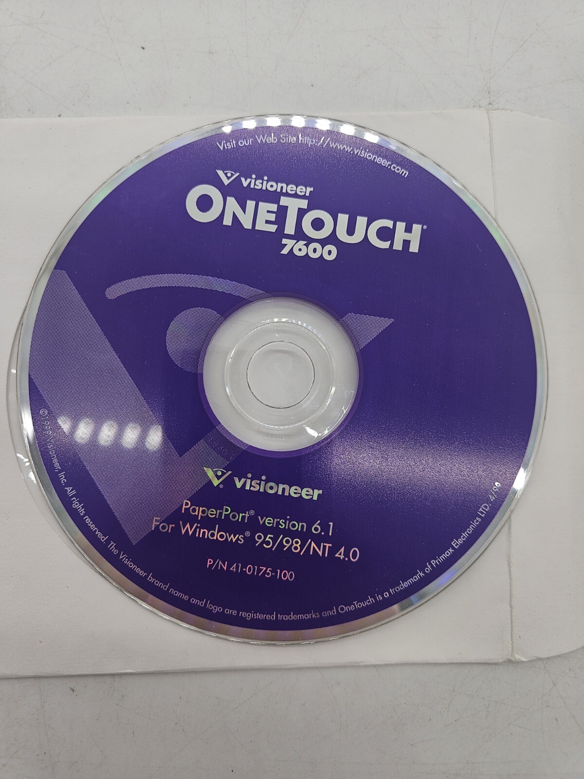 Visioneer OneTouch 7600 Scanner PaperPort 6.1 Software CD Windows 95 98 NT 4.0