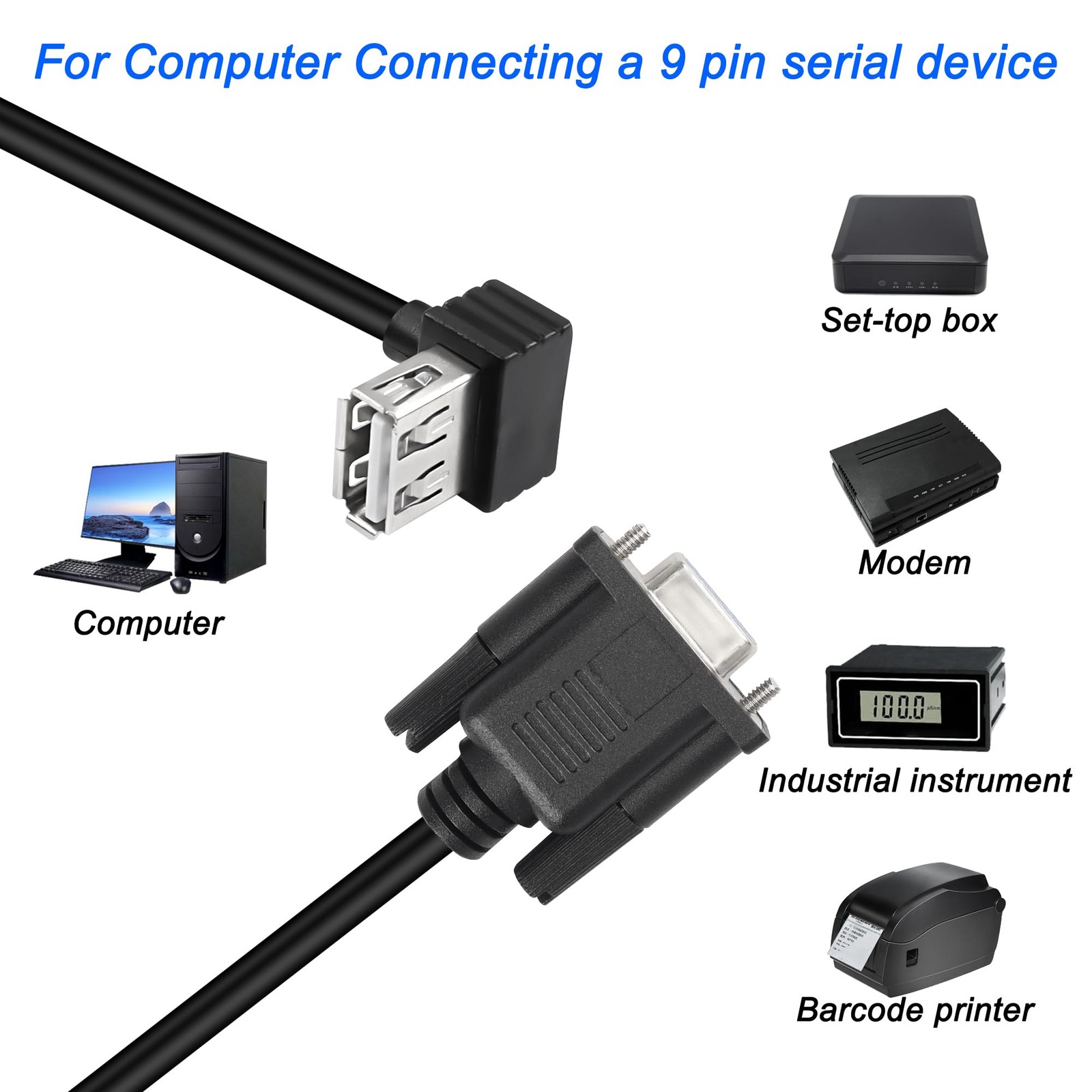 USB Female to RS-232 DB9 Female Adapter Cable,USB 2.0 to Serial RS232 DB9(9-p…