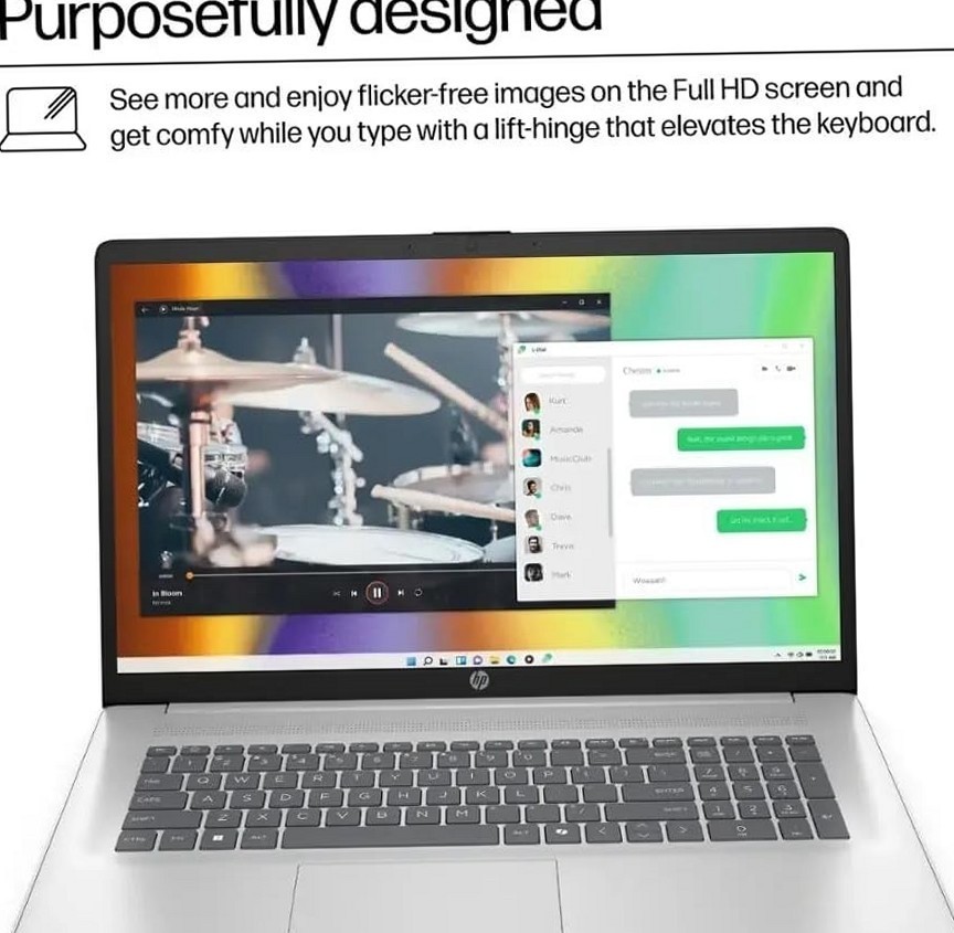 HP 17.3 inch Full HD Laptop AMD Ryzen 5 7520U 8GB RAM 512GB SSD Silver Win11