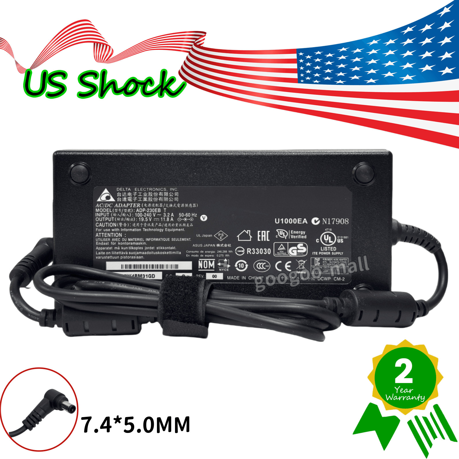 New OEM Genuine 230W ADP-230EB T AC Adapter Charger For MSI GE75 RAIDER 10SE-482