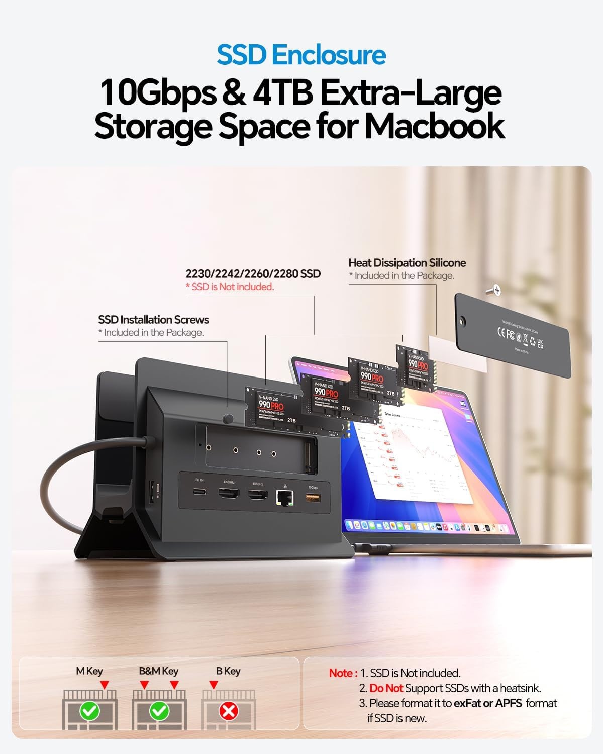 New – Pulwtop MacBook Docking Station Dual Monitor, Vertical Mac Laptop Docking