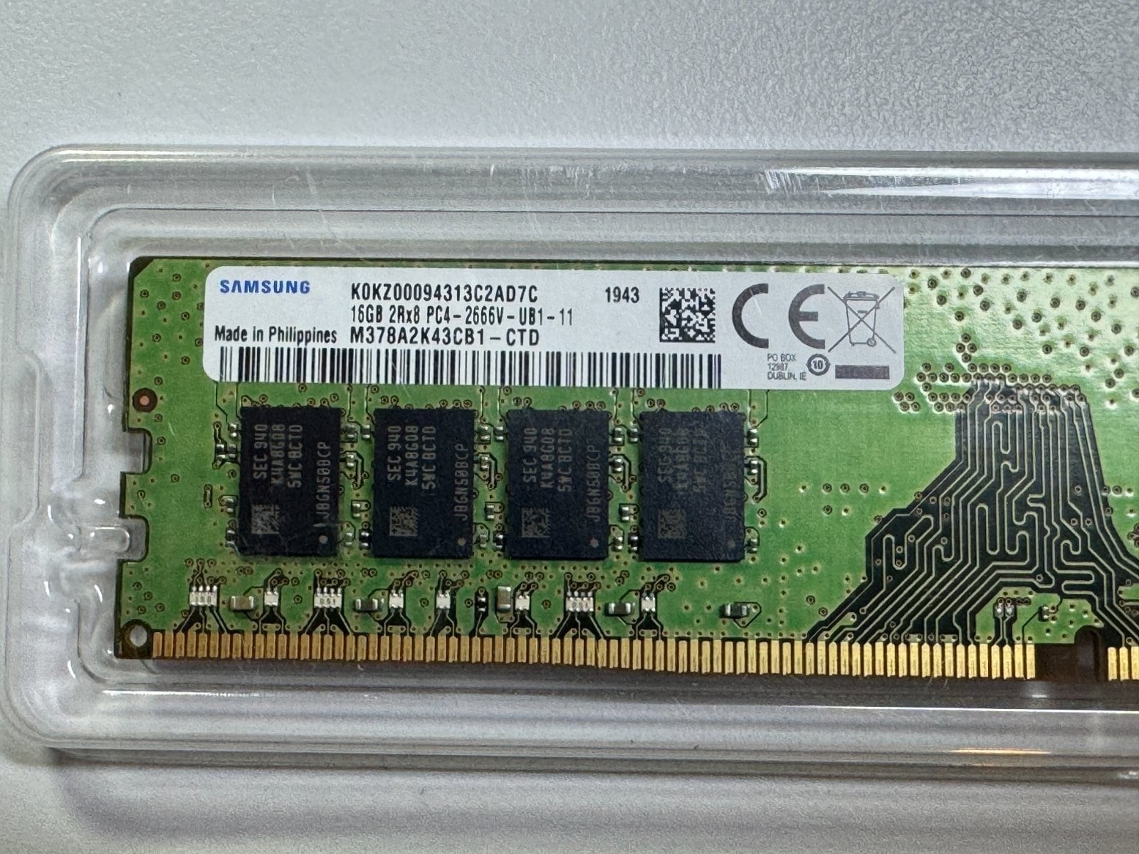 Samsung 16GB 2Rx8 DDR4 PC4-2666V UDIMM Memory | M378A2K43CB1-CTD