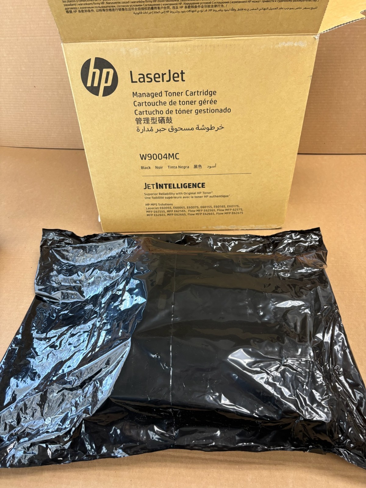 Open Genuine HP LaserJet E60055, E60065, E60155 Black Toner W9004MC