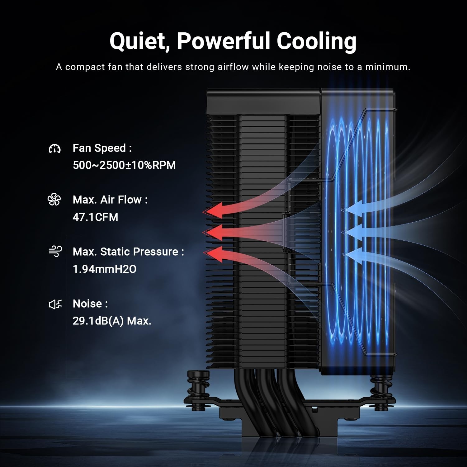 SE-903-XT Black 123mm Height CPU Cooler, 3 Direct-Heat Pipes, 92mm PWM Fan, M…