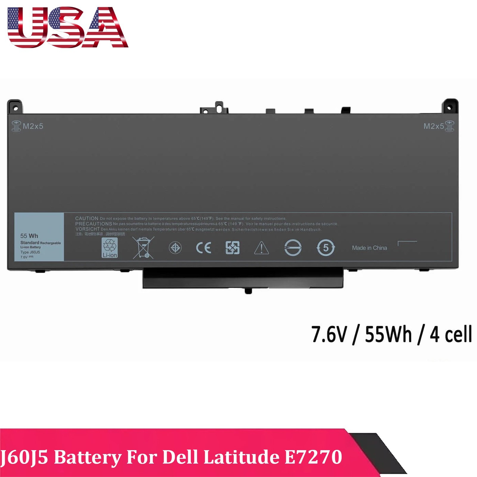 Battery For Dell Latitude E7270 E7470 Series Laptop J60J5 R1V85 451-BBSX 451 US