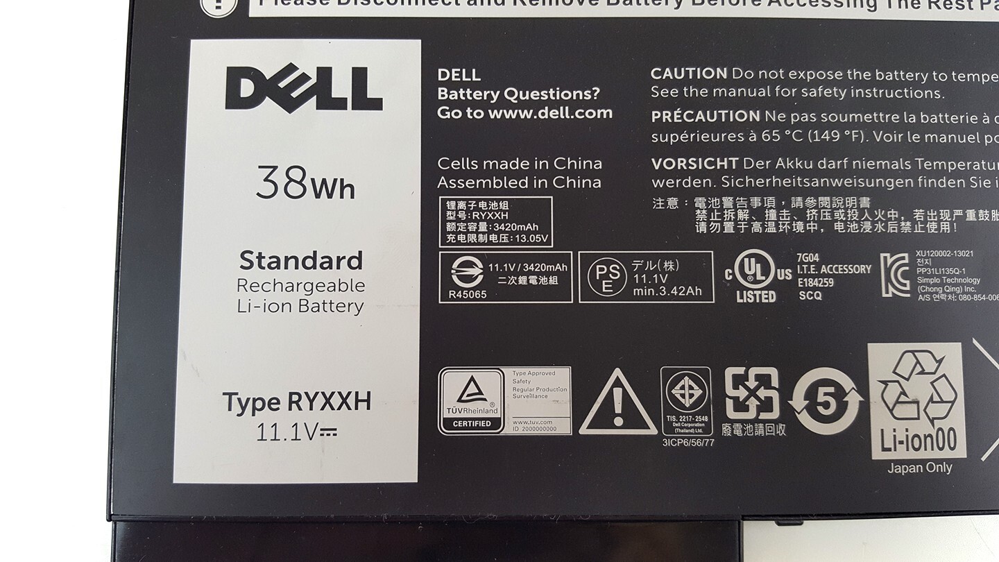 Dell Latitude E5250 E5450 E5550 3150 3160 38Wh Li-Ion Laptop Battery RYXXH VVXTW