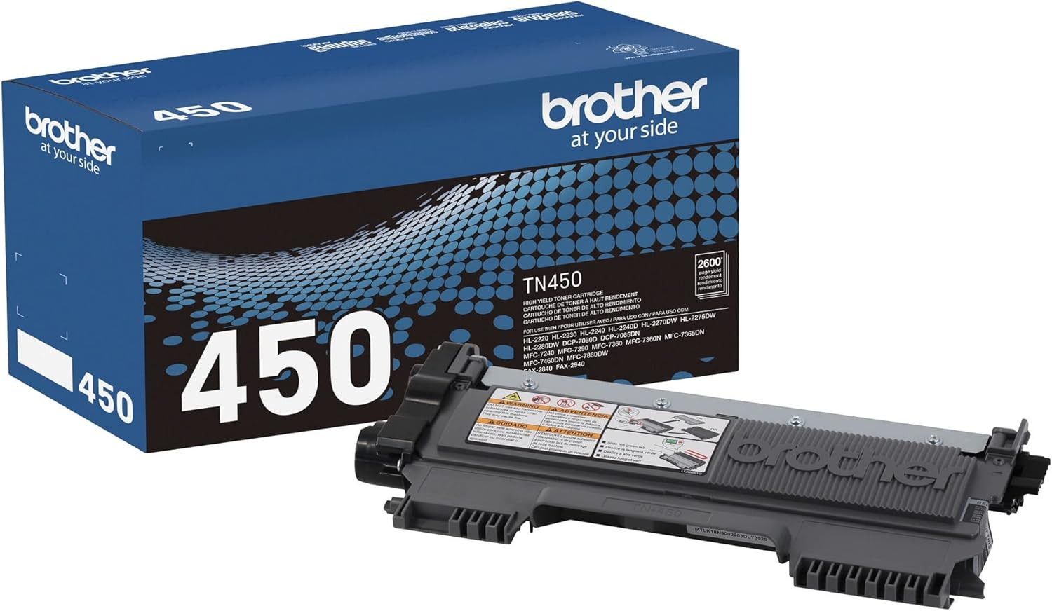 Genuine High Yield Toner Cartridge, TN450, Replacement Black Toner, Page Yield u