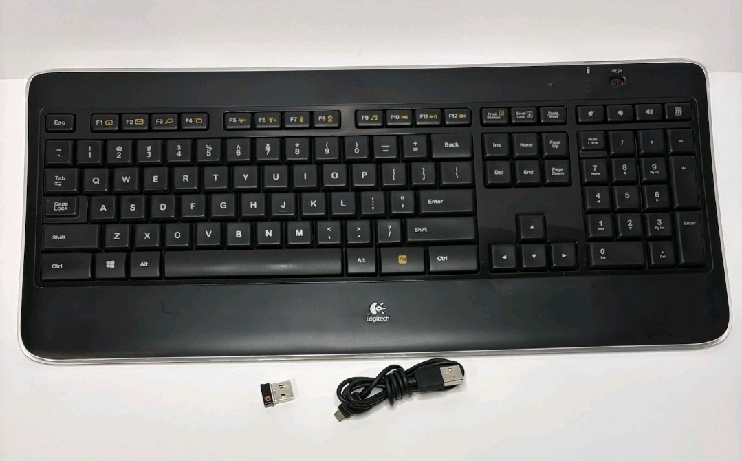 Logitech K800 Illuminated Wireless Keyboard with USB Dongle & Charging Cable