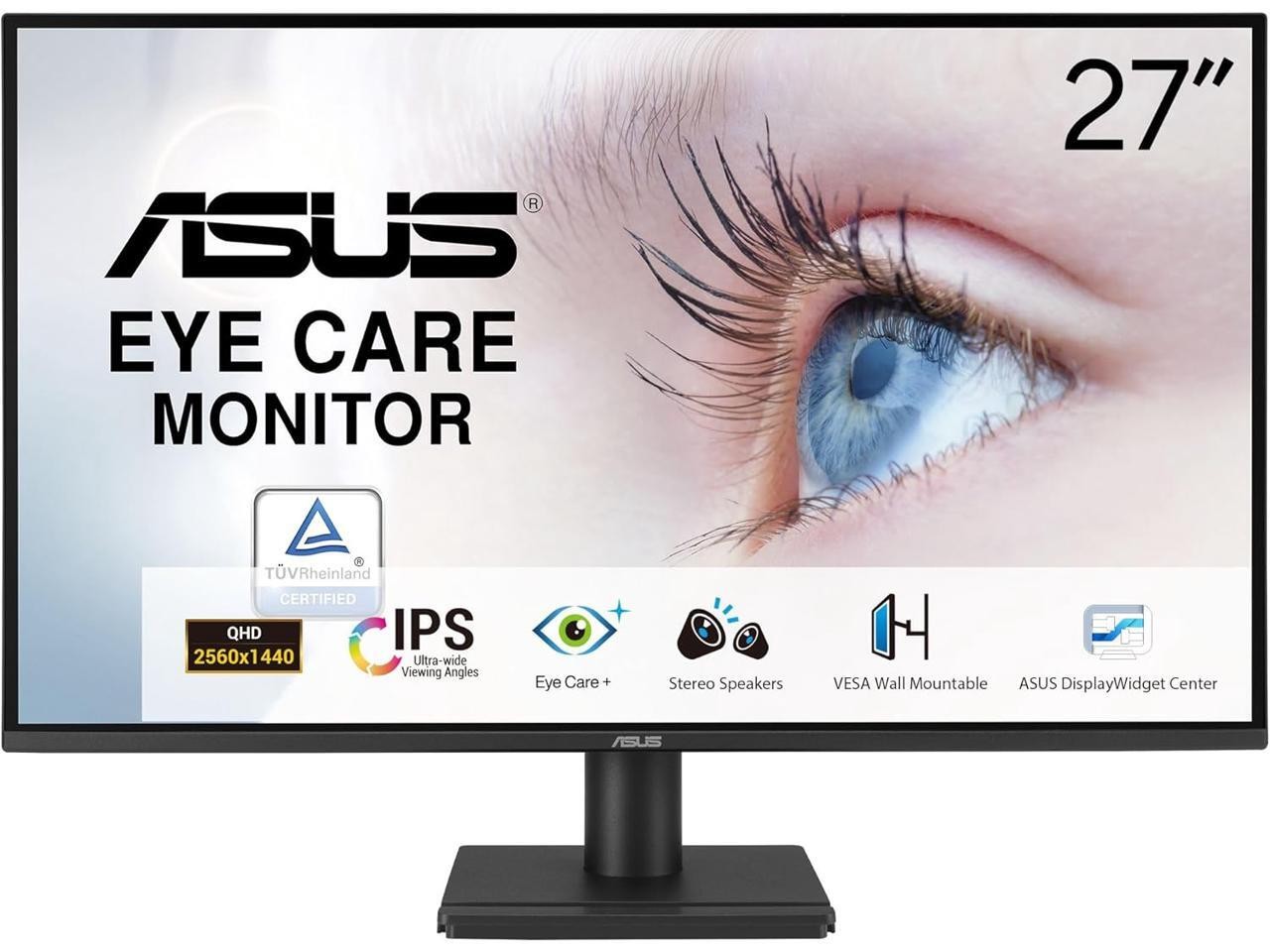 ASUS VA27AQ 27″ IPS QHD 1440p Monitor 75Hz, 1ms, Adaptive-Sync Built-in Speakers