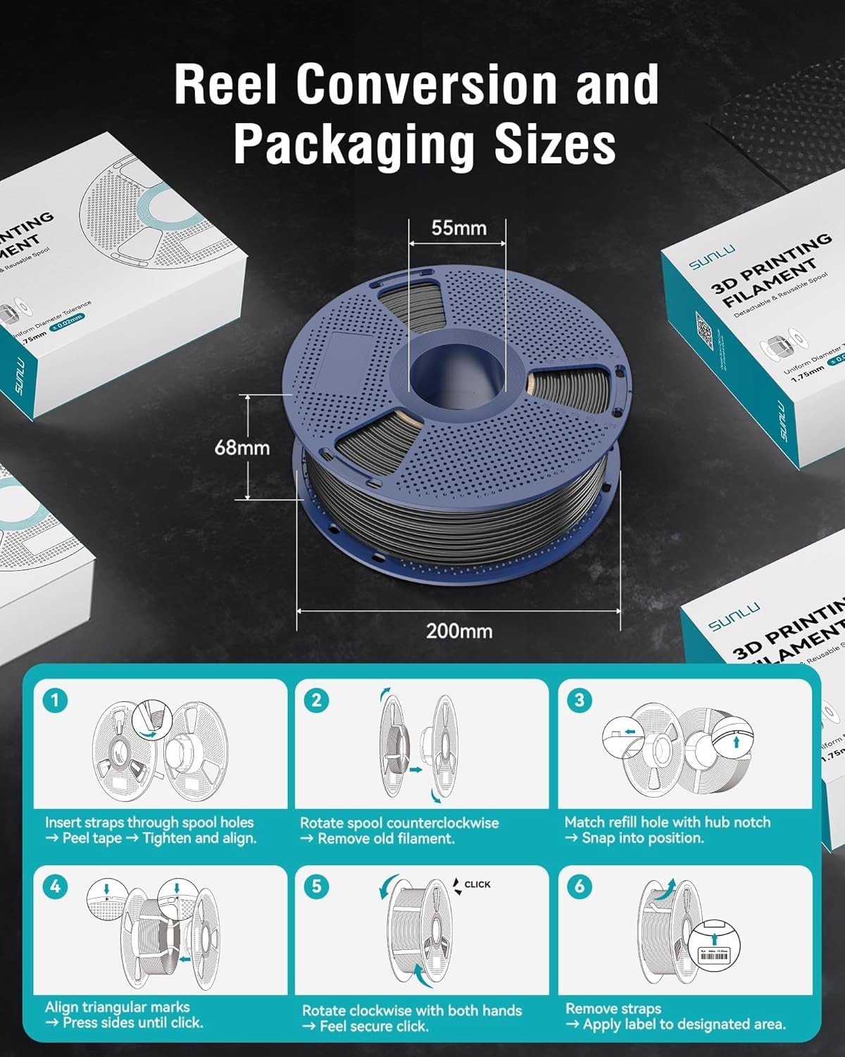ABS Filament 1.75mm 3D Printer Filament, Highly Resistant Durable, Heat Resis…