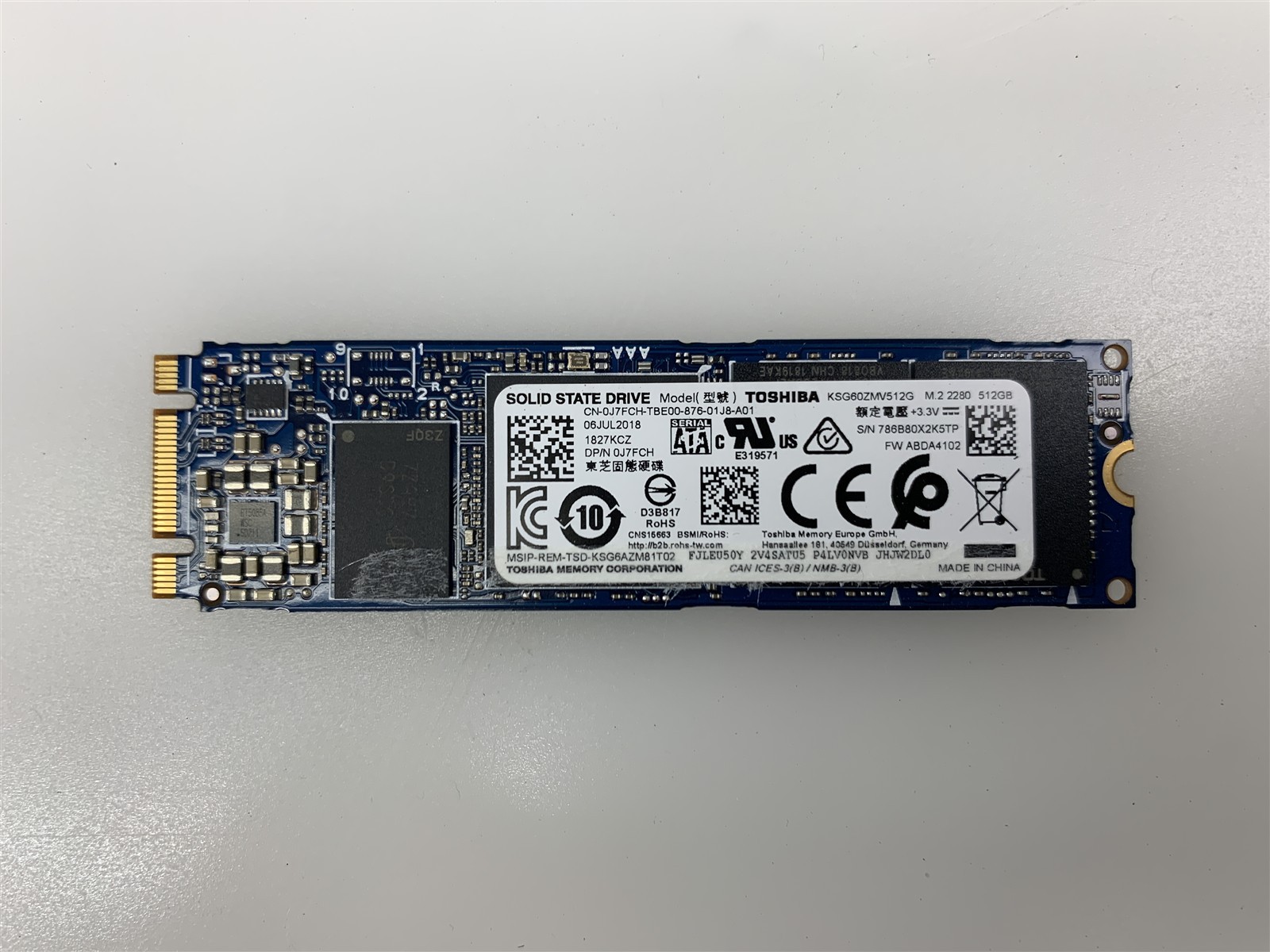Toshiba KSG60ZMV512G M.2 2280 SATA 512GB SSD