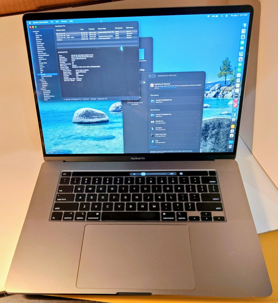 MacBook Pro 16 Touch Bar Gray 2019 2.4 GHz i9 64GB 2TB SSD Radeon Pro 5500M 8GB