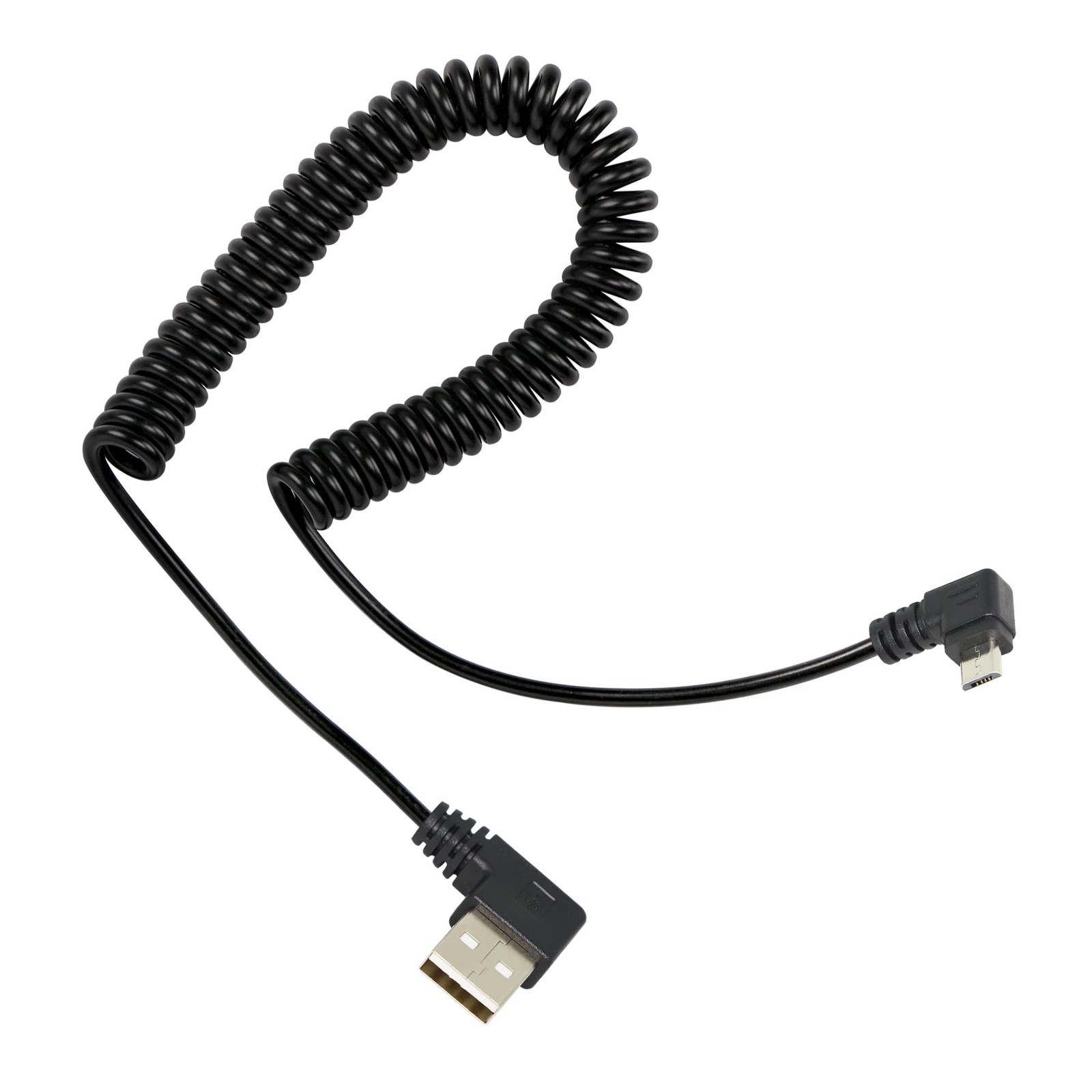 RIIEYOCA Coiled Cable, Left Angle Micro USB to Right 1.5 feet,