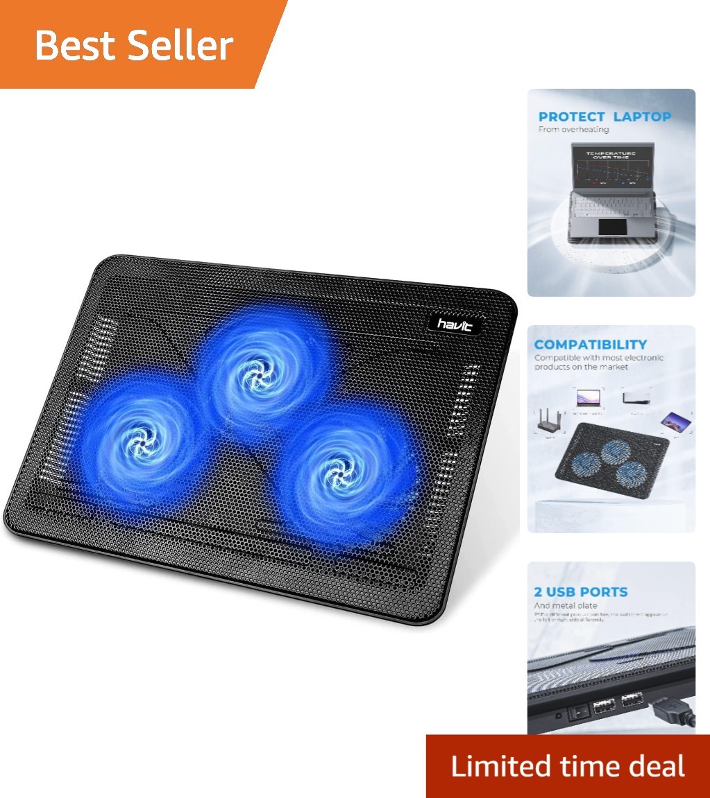 Lightweight Portable Laptop Cooling Pad with Metal Mesh for Stability & Cooling