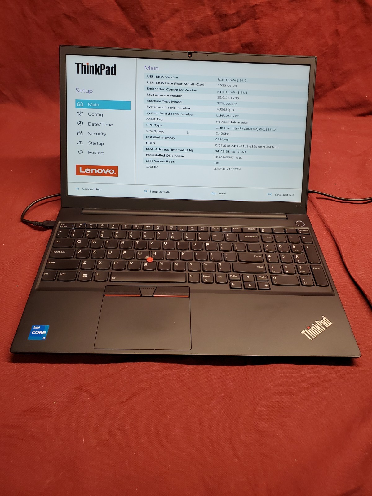 Lenovo Thinkpad E15 Gen 2 i5 1135G7 2.40GHz/ 8GB / 256GB SSD #P 3001