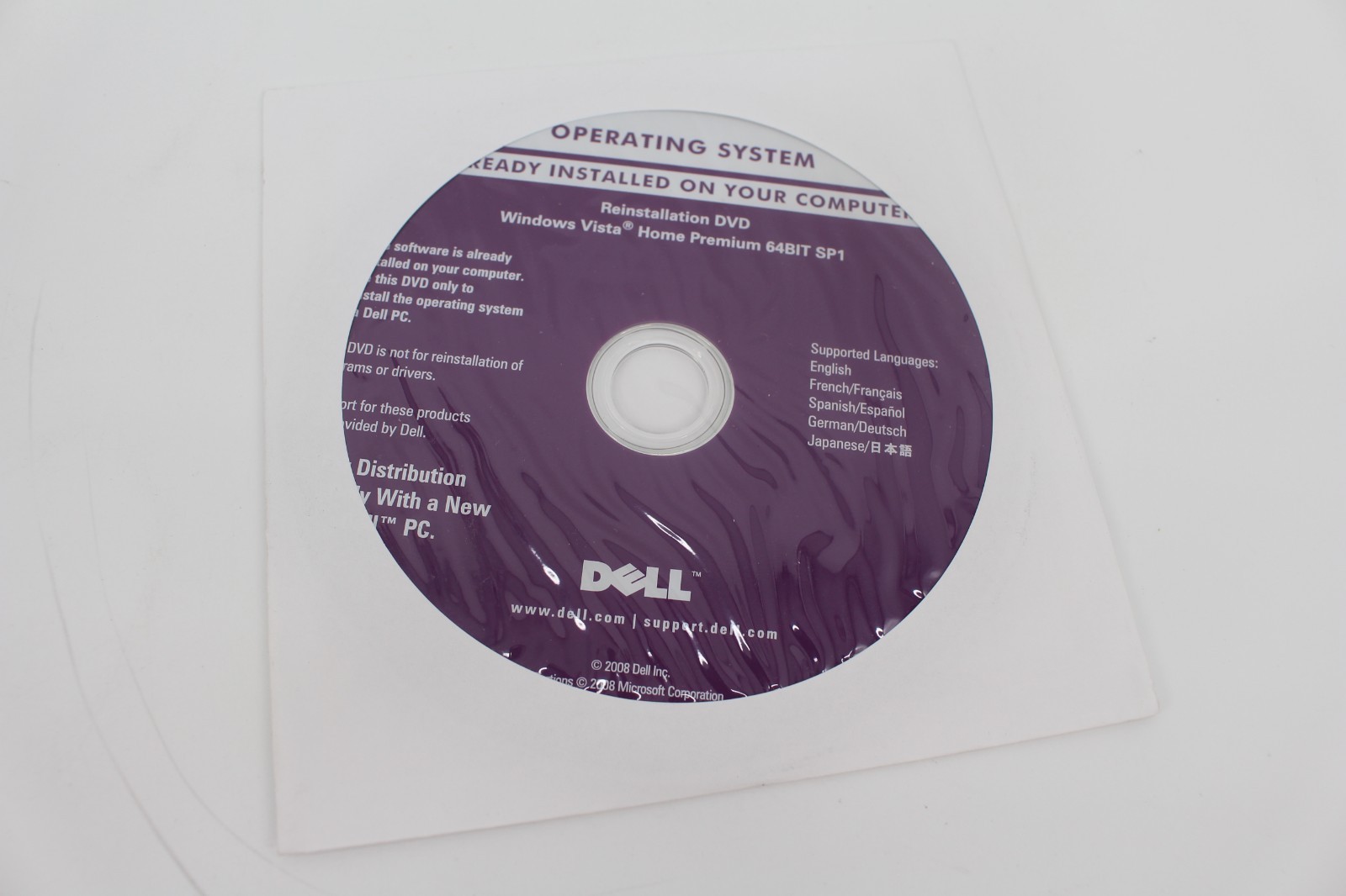 Microsoft Windows Vista Home Premium 64 Bit SP1 DELL Reinstallation DVD Disk NEW
