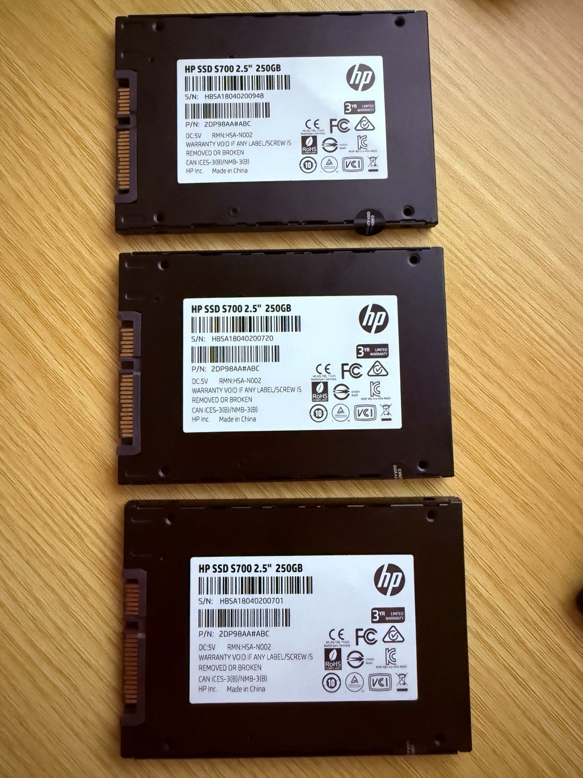 HP SSD 250GB S700 Used 2DP9BAA#ABC 2.5″ SATA