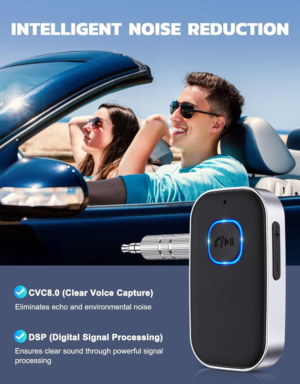 COMSOON Bluetooth Receiver for Car, Noise Cancelling 3.5mm AUX Bluetooth Car