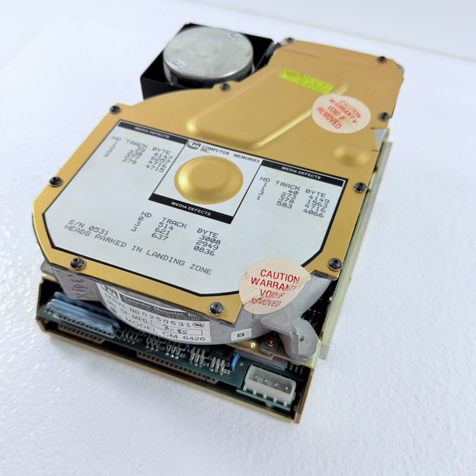Vtg Computer Memories Inc. Model CM 6426 Hard Drive 21MB Capacity Retro Untested