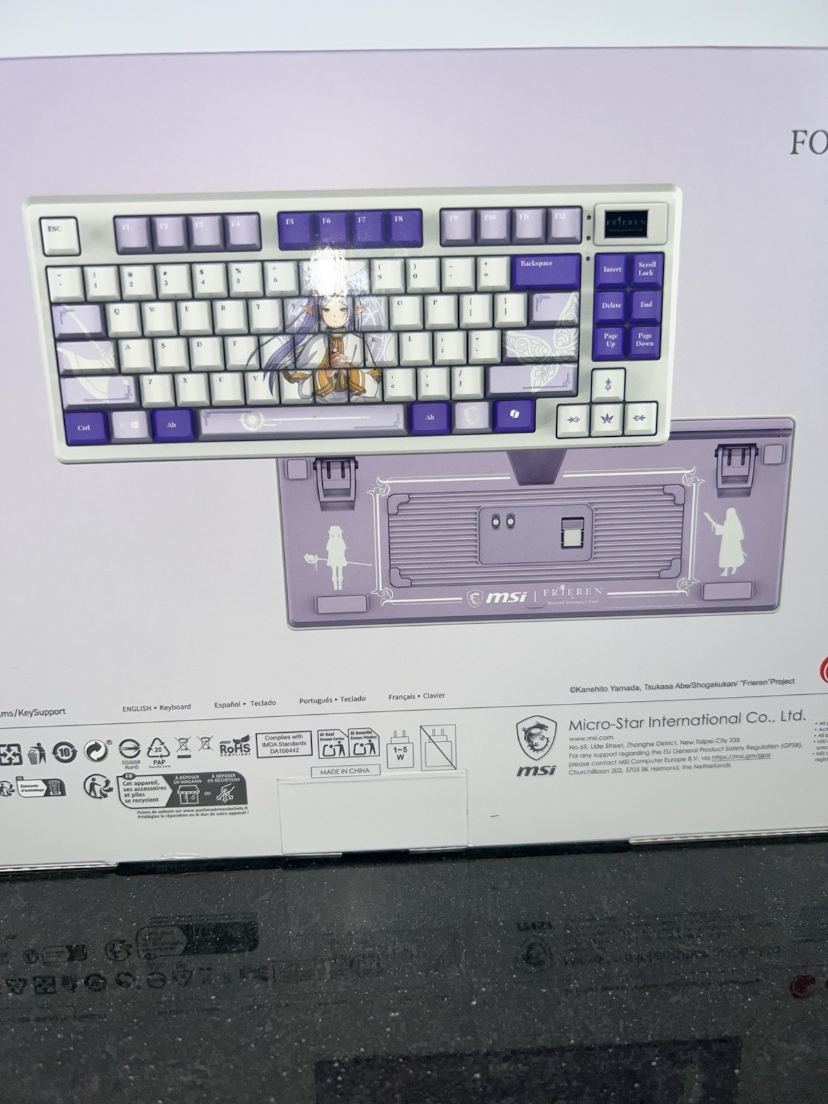 MSI Forge TKL Wireless Mechanical Keyboard Frieren Edition Anime Gaming Gear Box