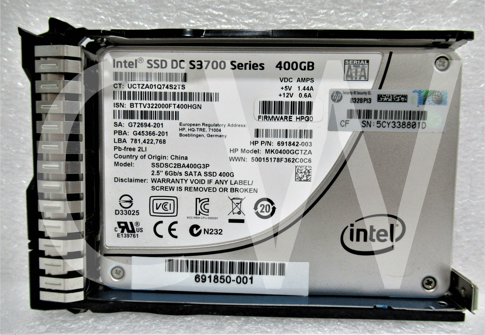 692166-001 691866-B21 HP S3700 SERIES 400GB 6Gbps 2.5″ SATA Solid State Drive