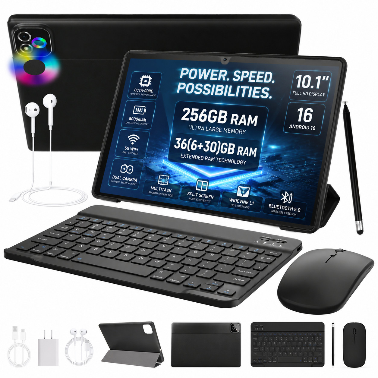 256GB PC Tablet Android 16 IPS LCD 10″-14″ Wifi 6 Gaming Tab Working NETFLIX