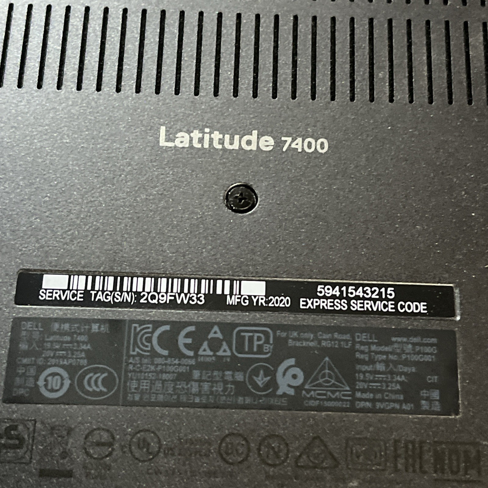 DELL LATITUDE 7400 INTEL CORE I7-8665U 1.90GHZ 8GB RAM NO HD “