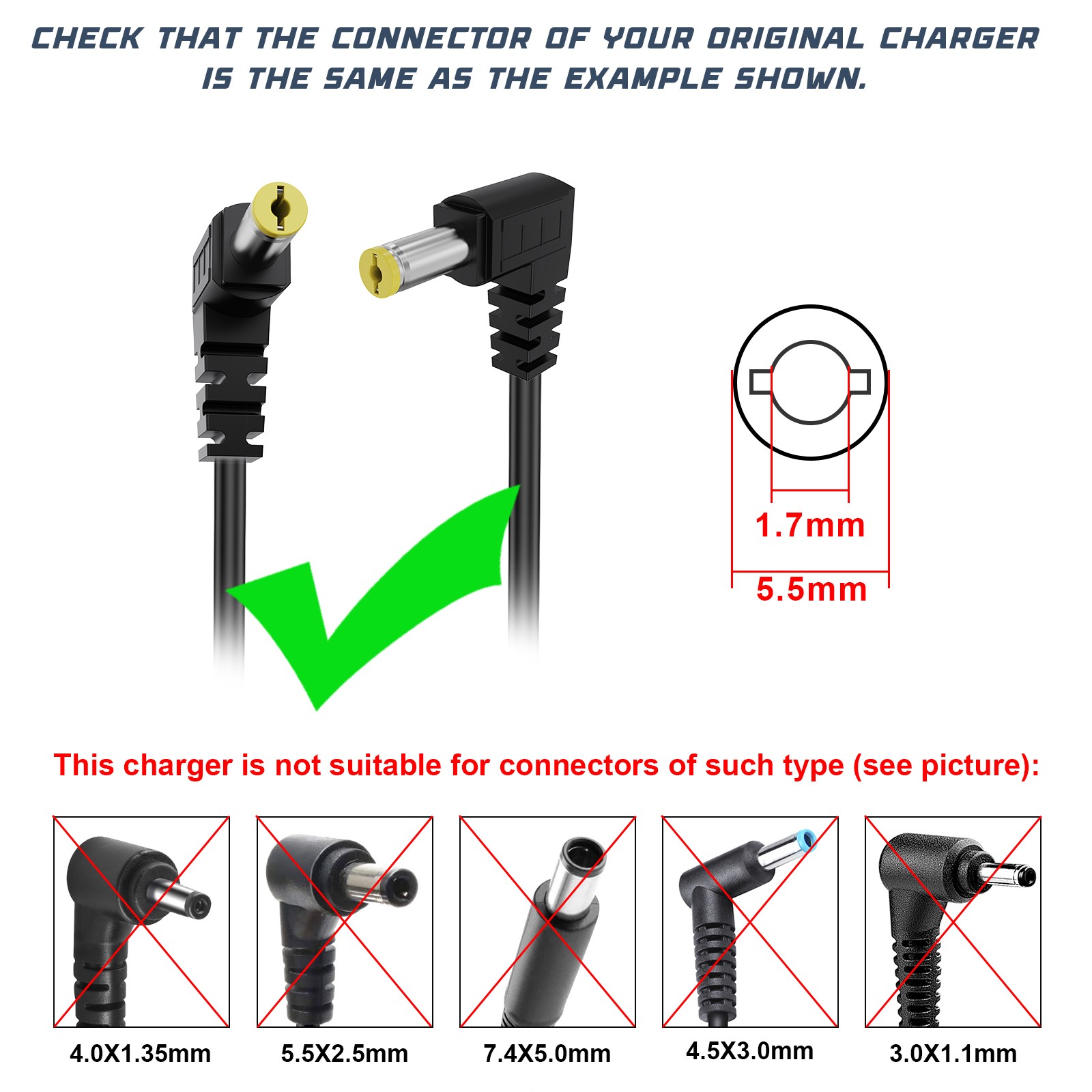 AC Adapter Power Supply Cord Charger for Acer Aspire V5-131 Q1VZC E 15 ES1-511