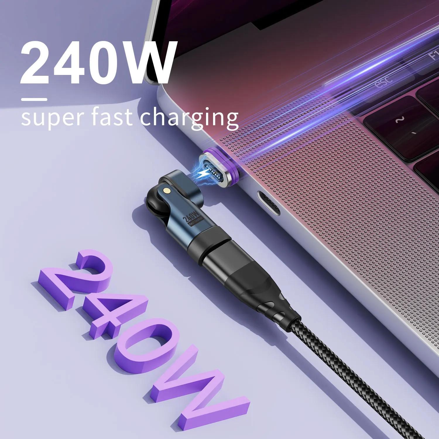 Uslion 240w Magnetic Usb-c Adapter 180° Rotation Fast Charging Type-c Converter¢