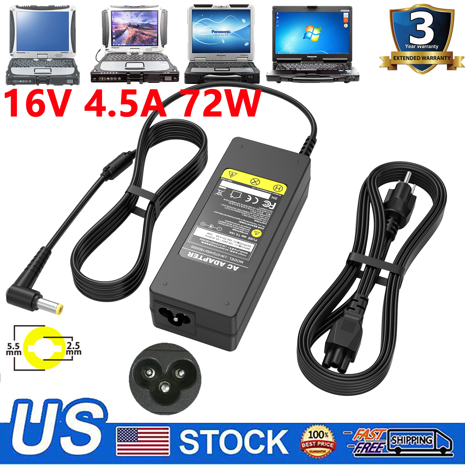 LOT Adapter Charger for Panasonic Toughbook CF-19 CF-31 CF-52 CF-53 Power & Cord