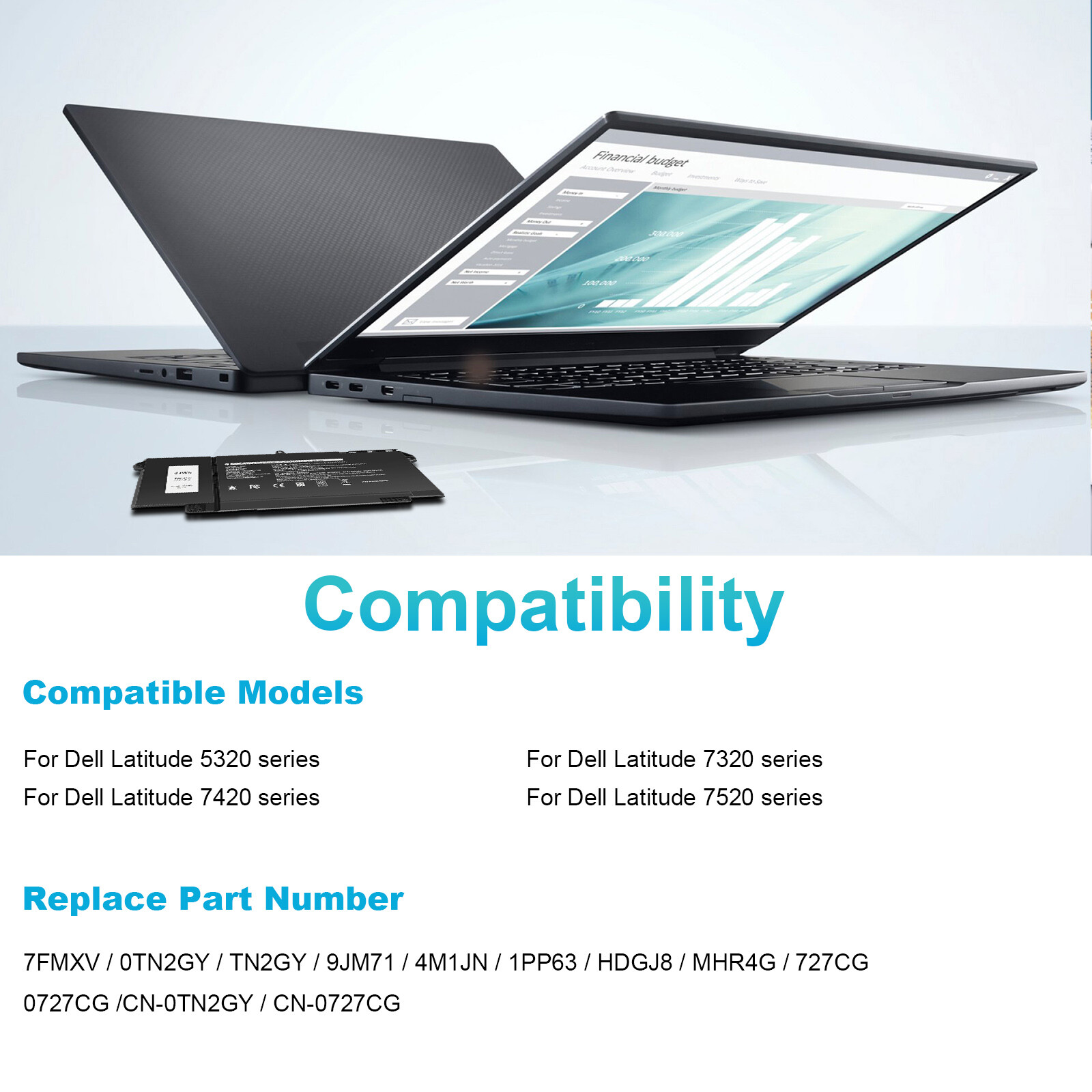 7FMXV Battery Replacement for Dell Latitude 5320 7320 7420 2-in-1 7520 9JM71