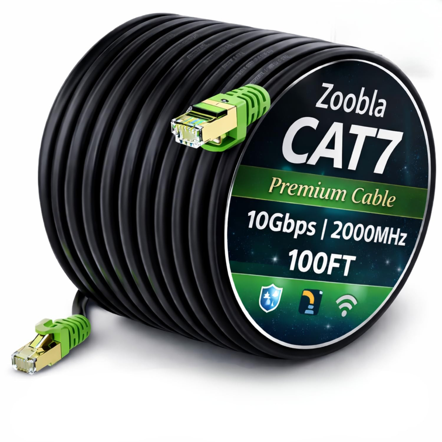 Cat7 SFTP Ethernet Patch Cord 0.5Ft – 100% Pure Copper LAN Cable, Double Shielde