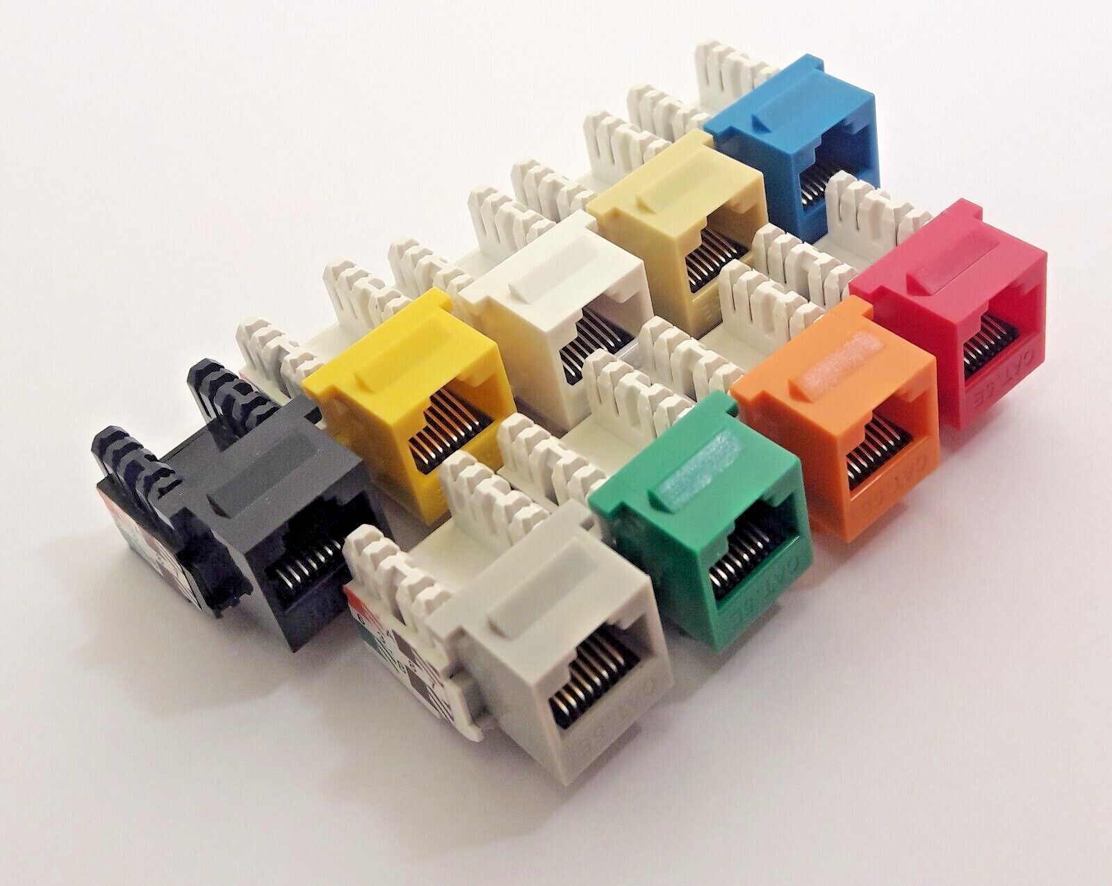 CAT5e RJ45 Keystone Jack 110 Punch Down Network Snap-in Insert – 1-100 Pack Lot