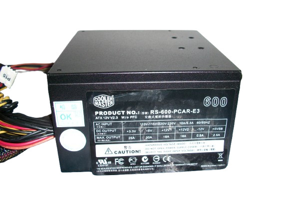 Cooler Master RS-600-PCAR-E3 600W Single Fan ATX 12V Power Supply Unit (PSU)