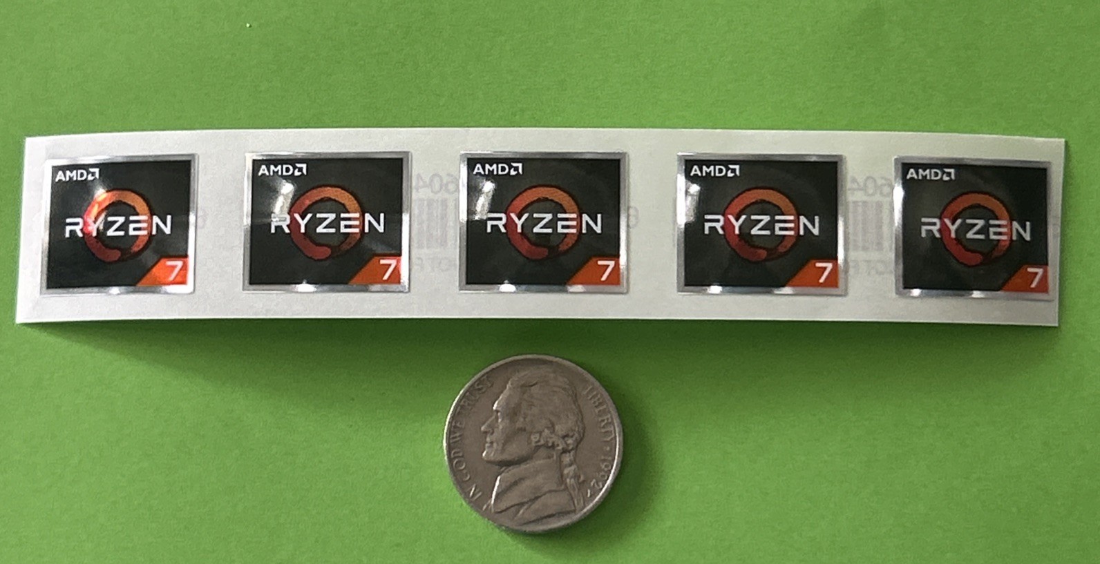 5 x AMD RYZEN 7 Desktop / Laptop Sticker Label Logo 18mm x 22mm