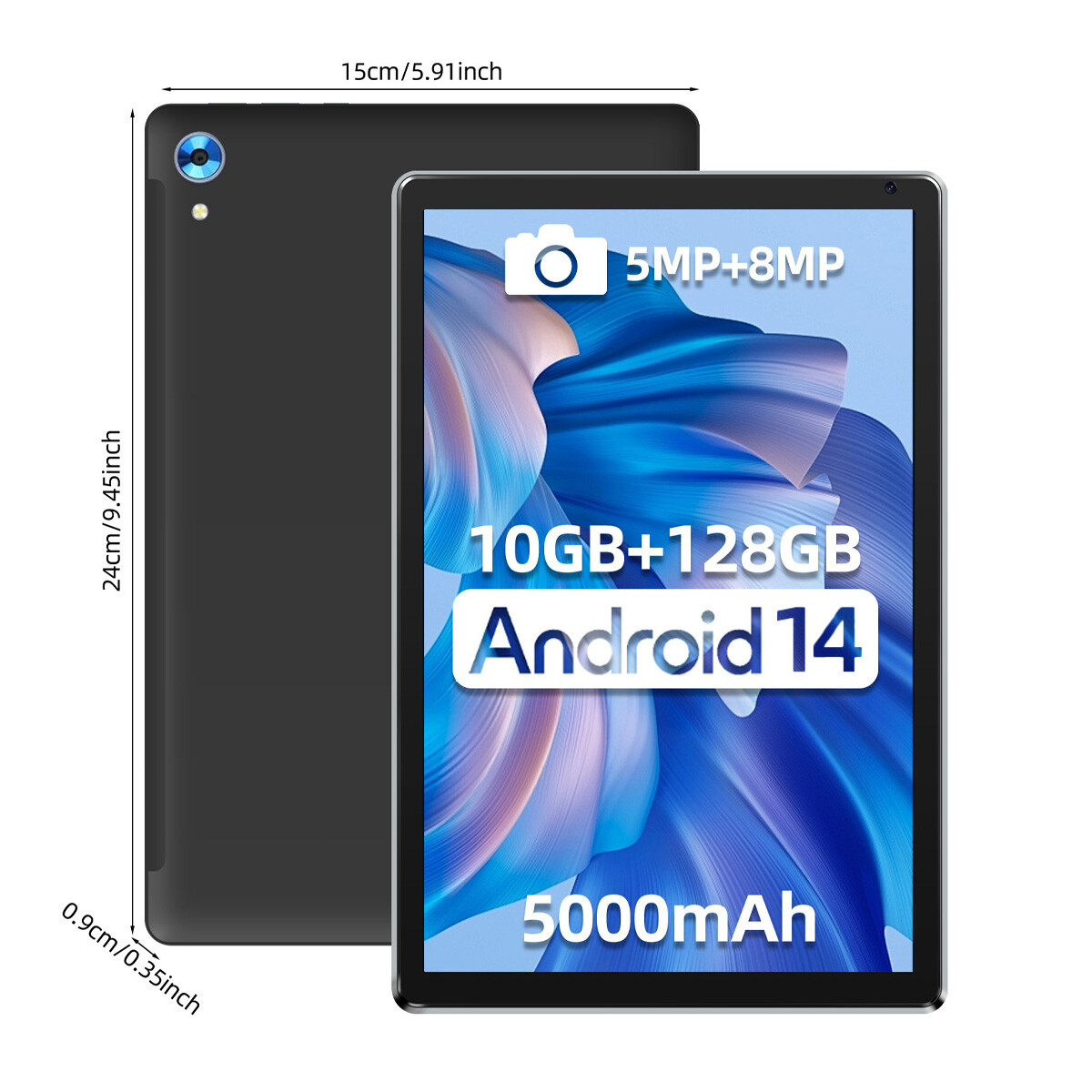 AEEZO 10 inch Octa-Core Android 14 Tablet 10+128GB,Dual Camera Bluetooth WIFI
