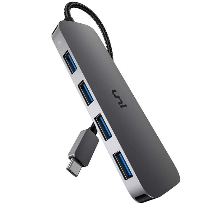 uni USB C to USB Hub Multiport Adapter Aluminum 4 Ports USB C Splitter for La…