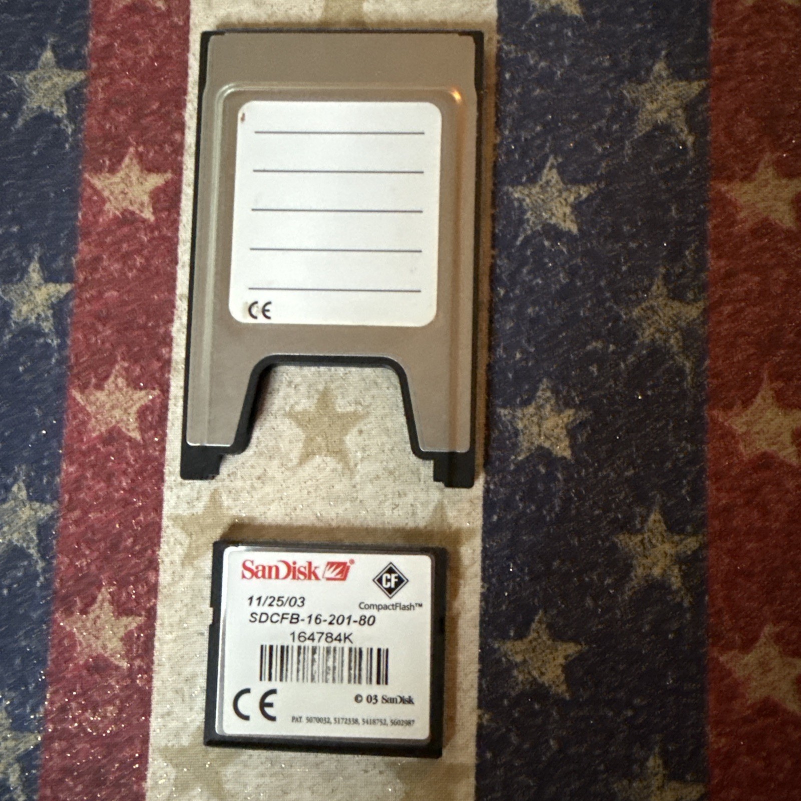 SanDisk Compact Flash PC Card Adapter and SDCFB-16-201-80 16MB Compactflash