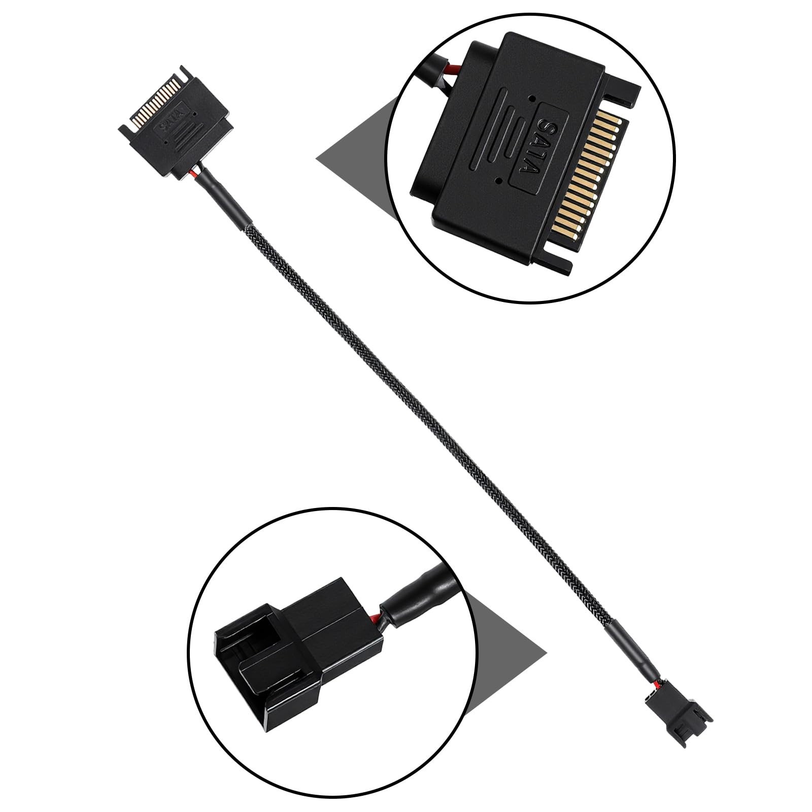 SATA to 3 Pin/4 Pin Fan Adapter, PMW 12V PC Case Fan Power Adapter Cable 15 P…