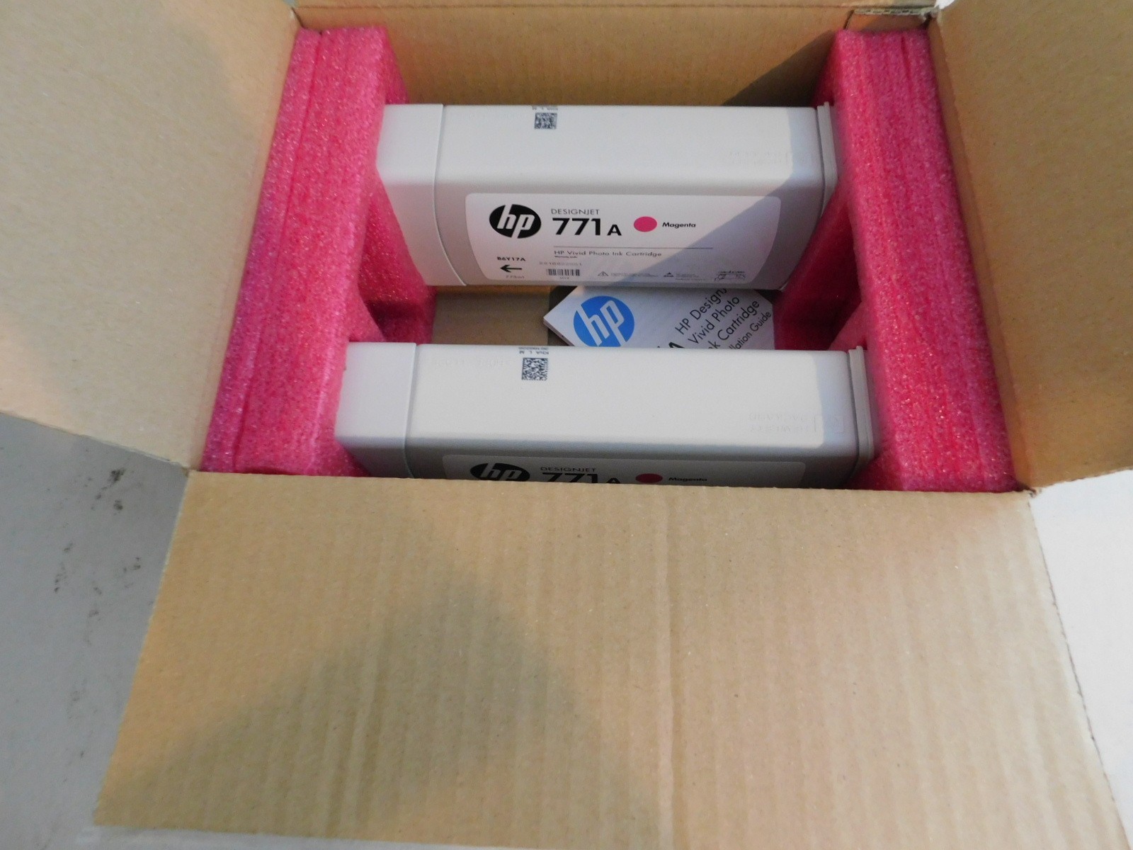 Lot of 2 GENUINE HP 771A Magenta 775ml Cartridges B6Y17A DESIGNJET Z6200 – 2018