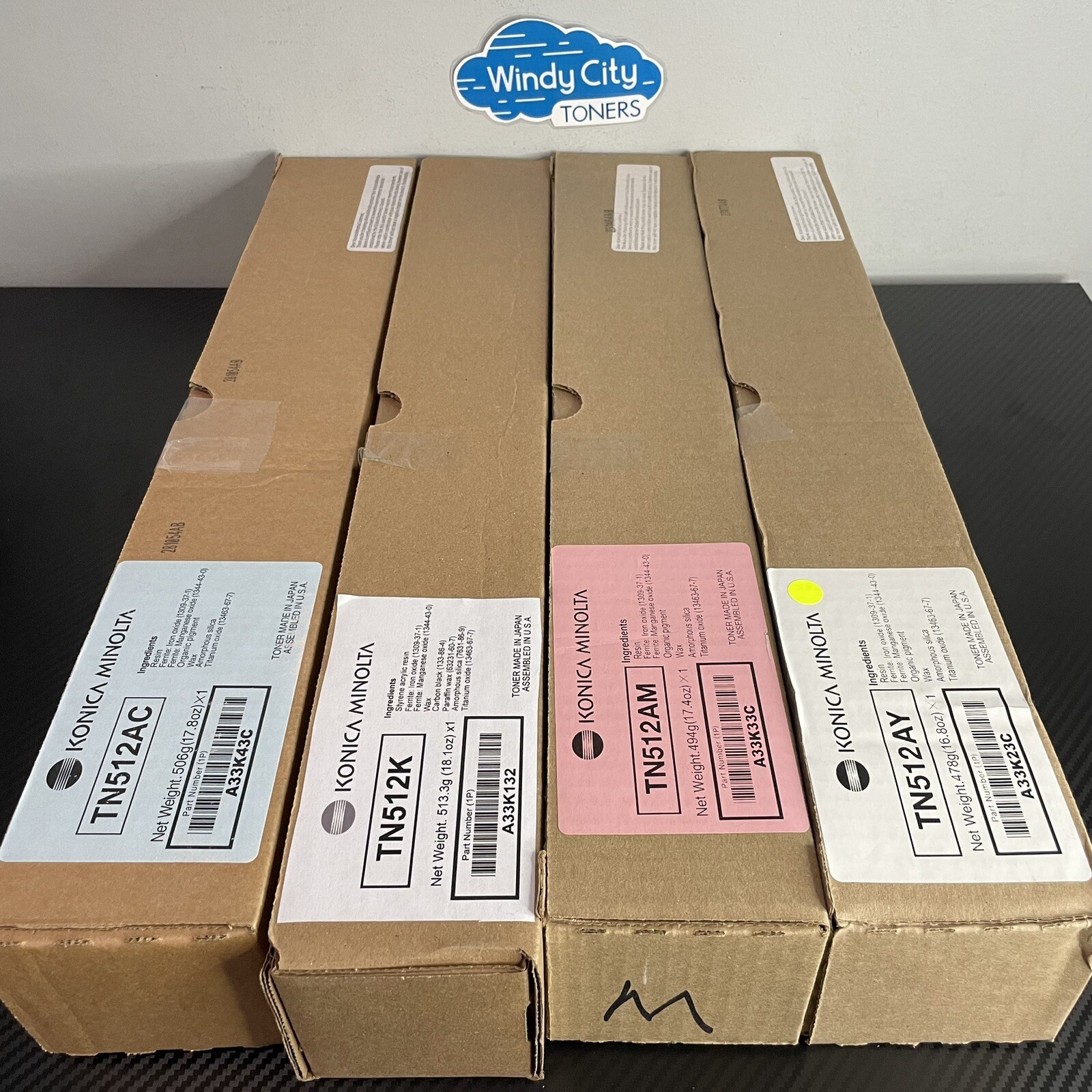 Konica Minolta TN512 YMCK Standard Yield Toner Cartridges Set For BizHub C454