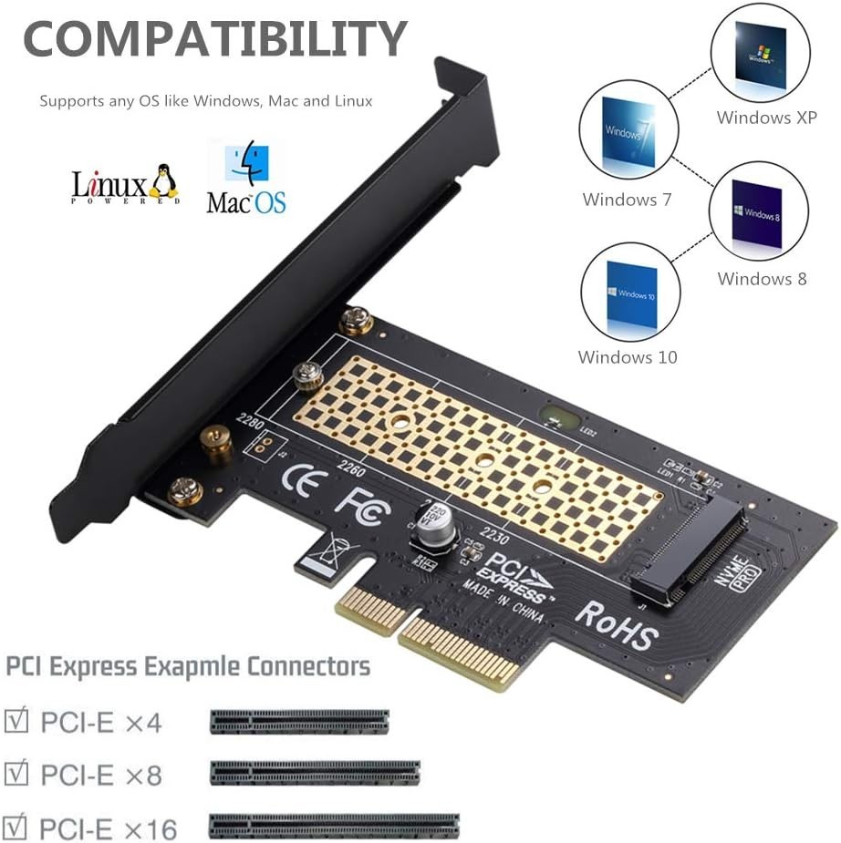 Support M.2 NVMe SSDs with PCIe 4.0 x4 Adapter Card & Aluminum Cooling Solution