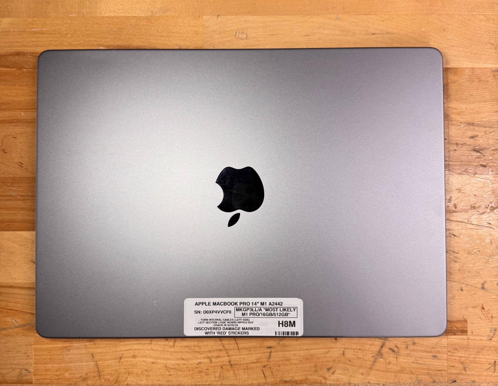 Apple MacBook Pro A2442 – DAMAGED LBORD/RippedCables/Crack – see pictures/read!