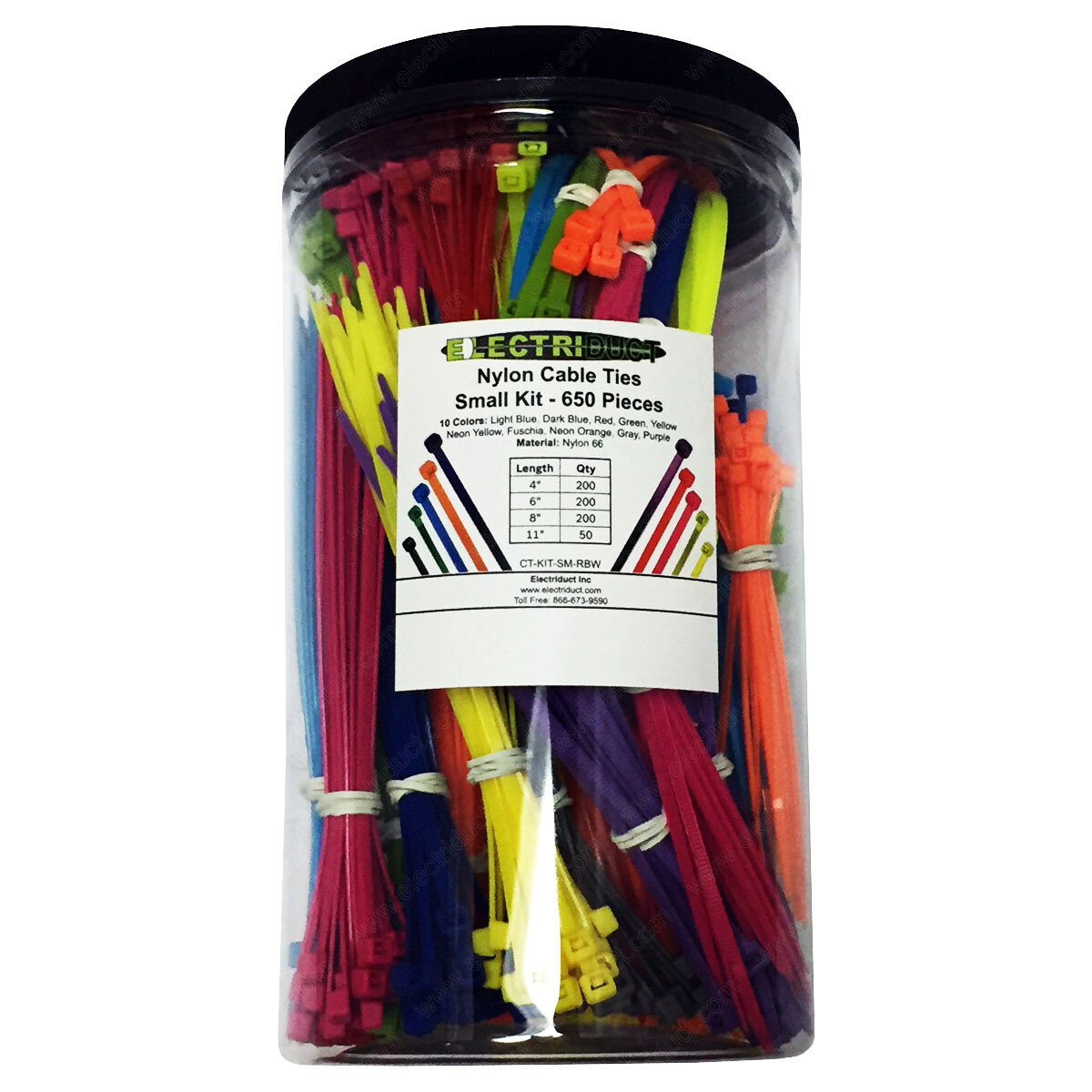Nylon Cable Ties Assorted Kits – 4″, 6″, 8″, 11″ Lengths – Various Colors