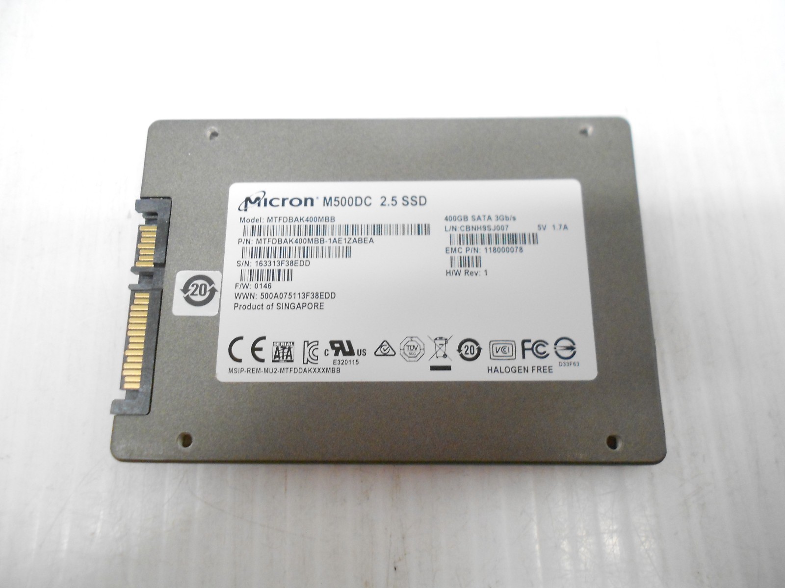 Micron 400GB SSD SATA 2.5″ Laptop Server Desktop PC Hard Drive MTFDBAK400MBB