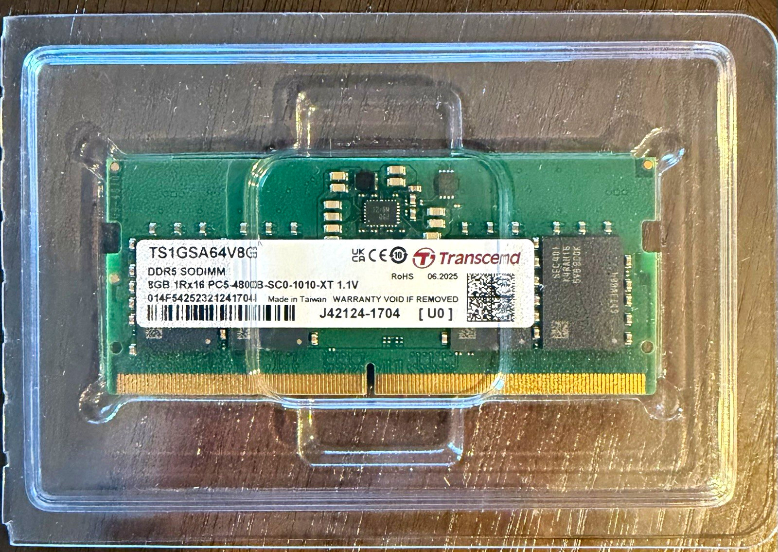 Transcend 16GB (2x8GB) DDR5 SO-DIMM PC5-4800B Non-ECC TS1GSA64V8G