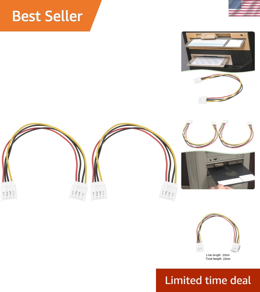2 Pcs 20cm Floppy Disk Drive Power Cable 4-Pin to 4-Pin Power Cable Adapter f…